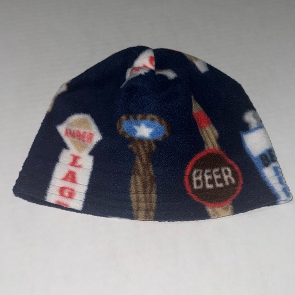 Handmade Navy Blue Craft Beer Tap Fleece Beanie Made By My Mom Warm&Cozy Size M - Picture 2 of 6